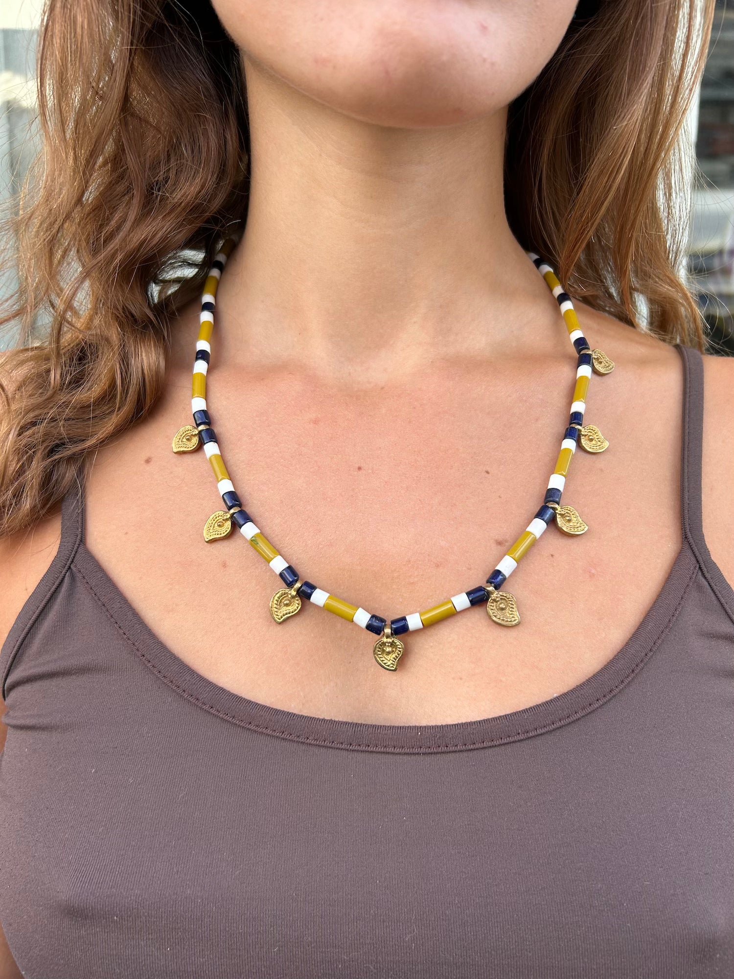 Khaki BlueTribal Necklace