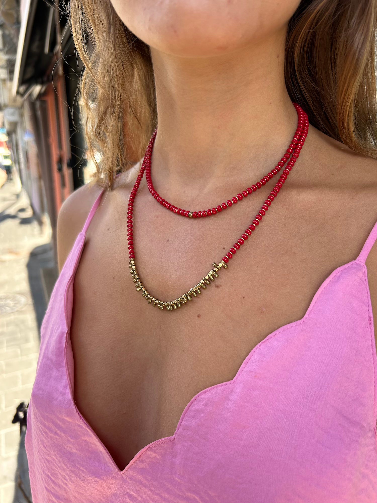 Natasha Boho Necklace - Red