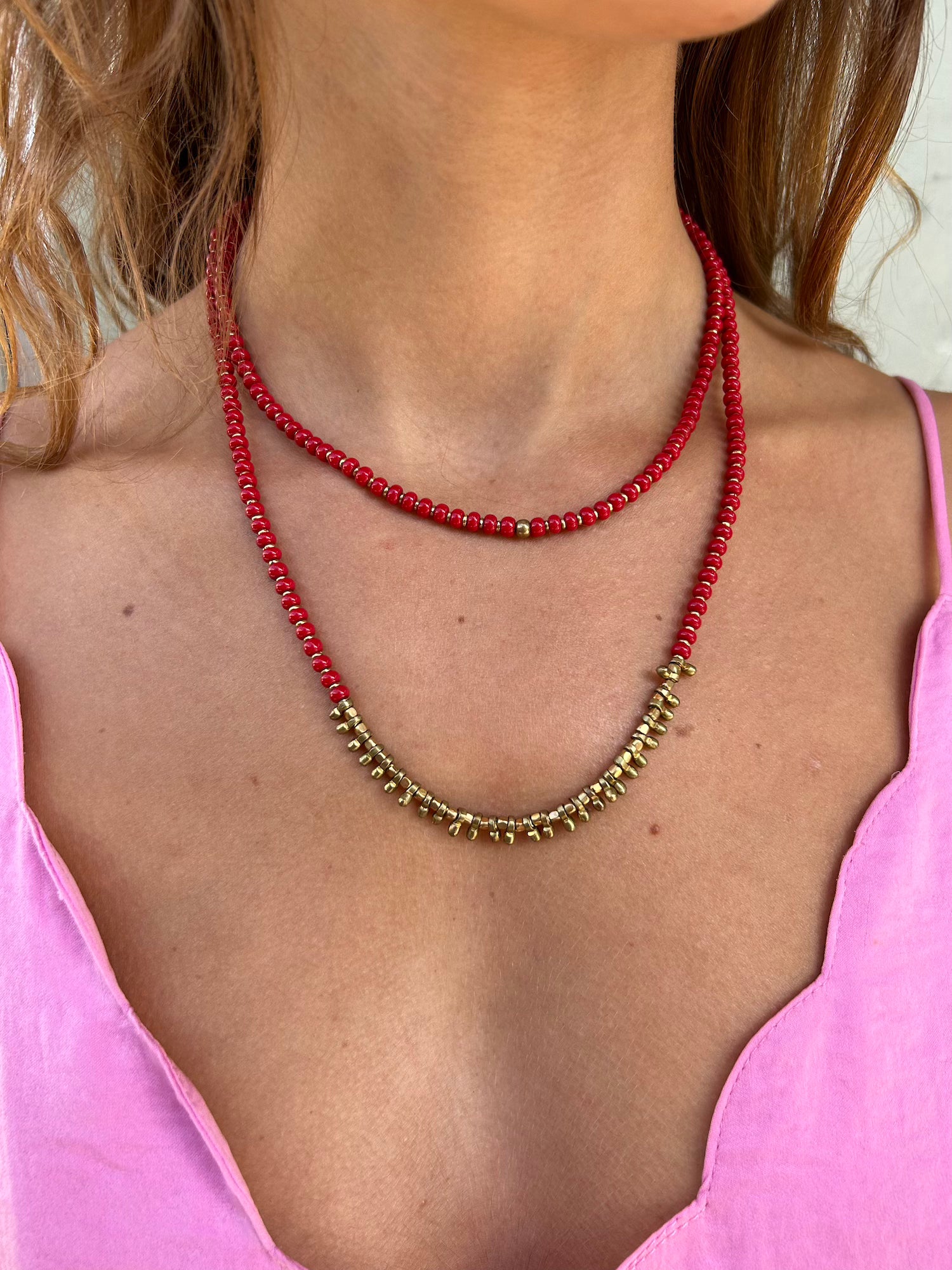 Natasha Boho Necklace - Red